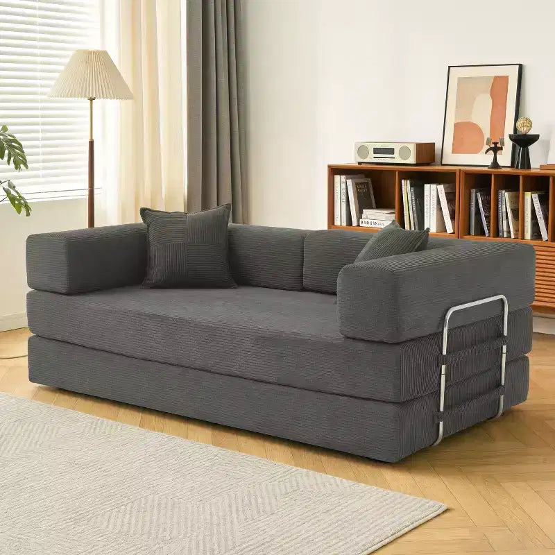 Dyonery 78 opvouwbare slaapbank, corduroy bank, kingsize vloerslaapbank, 4-in-1 doe-het-zelf modulaire combinatiebank, uitklapbaar, comfortabele bank.