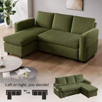 Sofá cama extraíble 2 en 1 Dyonery con chaise longue con almacenamiento, sofá seccional de pana C con puertos USB para sala de estar