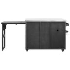 Isola da cucina da esterno da 78,3 pollici con piano di lavoro in acciaio inox, stazione barbecue pieghevole e armadietti contenitori, nera