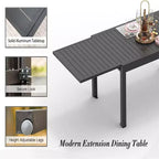 Okak aluminium eettafel voor patio, uitschuifbare tafel voor eetkamer en keuken