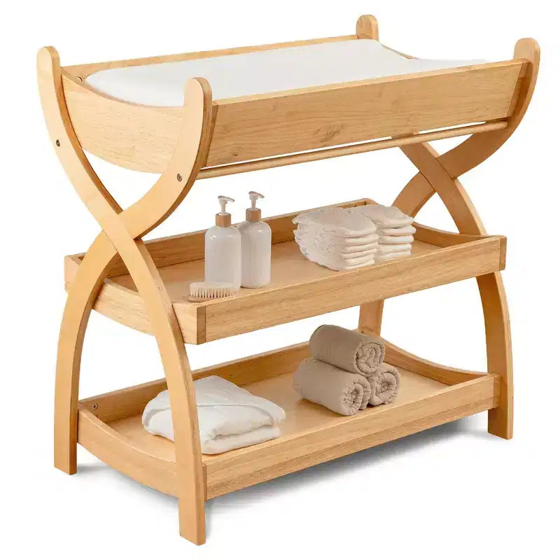 Comfy Cubs commode voor baby's - stevige houten constructie, tijdloze uitstraling met twee open planken voor babybenodigdheden