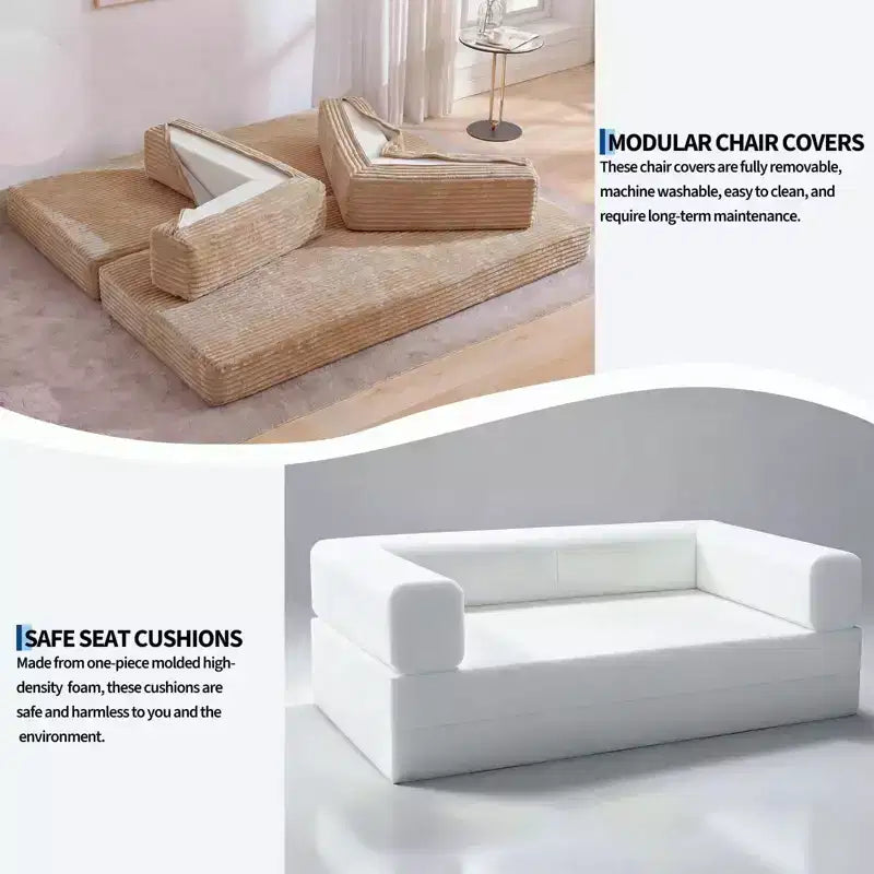 80.7 καναπές-κρεβάτι 5-σε-1 Convertible Sleeper - Κοτλέ, 1200 lbs, Χωρίς συναρμολόγηση