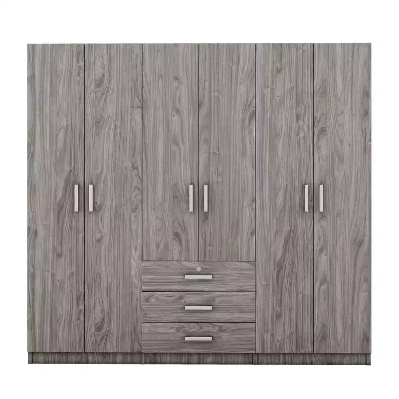 Armario de madera de 6 puertas con cajones para dormitorio
