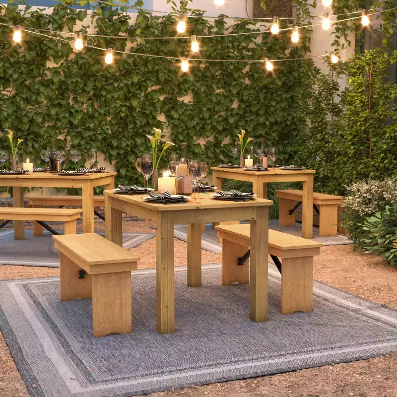 Mesa de comedor rústica Flash Furniture de pino macizo, rectangular, de 46 x 30
