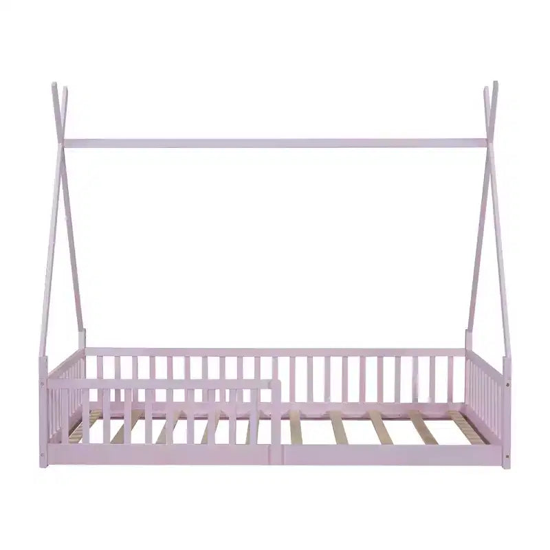 Letto a pavimento per bambini, letti a tenda singoli, letto Montessori a pavimento con doghe e sponde, struttura letto a casetta in legno per bambini e bambine