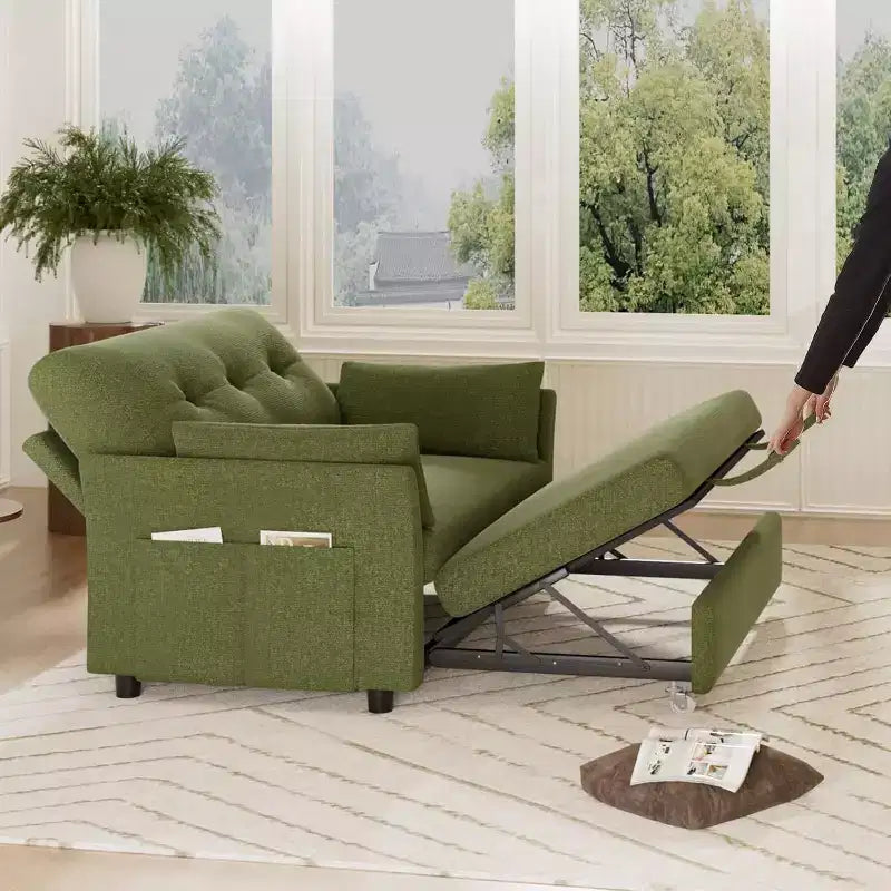 Sofá cama convertible 3 en 1 Dyonery, sofá cama extraíble con bolsillo lateral y respaldo ajustable, montaje sin herramientas, sofá de dos plazas plegable