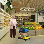 Carrelli pieghevoli per la spesa a 2 livelli, portata di 198 libbre, carrello portaspesa pieghevole e portatile con ruote e cassa rimovibile per centro commerciale e mercato, blu