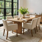 6er-Set gepolsterte Esszimmerstühle mit Armlehnen, moderne Leinen-Sessel mit Holzbeinen, Akzentstühle für Esszimmer und Wohnzimmer – Panipeachy