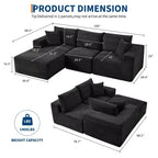 Sofá moderno 108, sofá tapizado de 3 plazas en forma de L con cojines, asiento profundo, no requiere montaje
