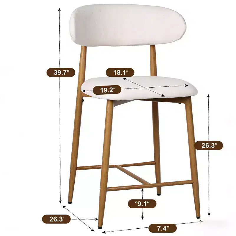 Sgabello da bar ad altezza bancone con seduta imbottita e gambe in metallo, sedia moderna da cucina alta 26,3