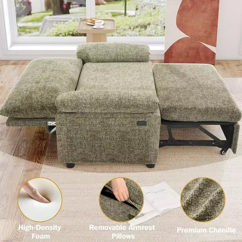 Sofá cama convertible 3 en 1 Dyonery, sofá cama extraíble con respaldo ajustable