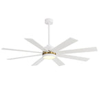 Ventilatore da soffitto nero da 65 pollici con 8 pale, LED, luce e telecomando