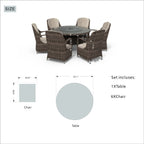 Set da pranzo rotondo da esterno in rattan intrecciato da 7 pezzi con cuscini di Moda Furnishings
