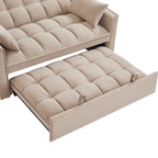 Divano letto loveseat 4 in 1 con braccioli e tasche portaoggetti, divano letto estraibile trapuntato multifunzione con schienale regolabile