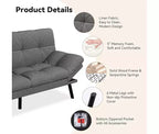 Sofá futón convertible en cama con respaldo ajustable y reposabrazos extraíbles