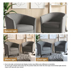 2er-Set moderne Leinen-Sessel im Fassdesign, Clubsessel