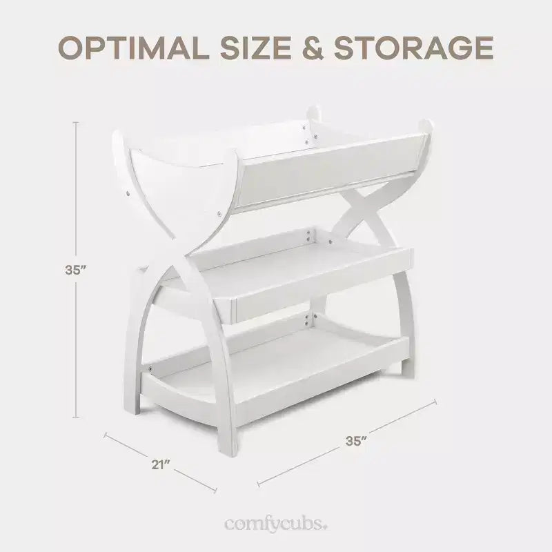 Comfy Cubs commode voor baby's - stevige houten constructie, tijdloze uitstraling met twee open planken voor babybenodigdheden