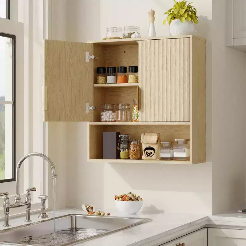 Pensile da bagno - mobiletto per medicinali con ante stile fienile e ripiano regolabile - pensile da 25 x 23,6 x 9 pollici