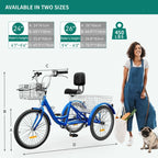 26-inch driewielige fiets voor volwassenen met 7 versnellingen