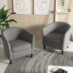 2er-Set moderne Leinen-Sessel im Fassdesign, Clubsessel