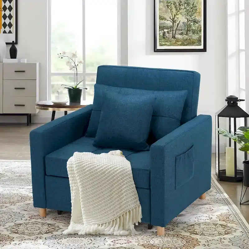 Poltrona letto regolabile, trasformabile 3-in-1, disponibile in più colori, per 1 persona