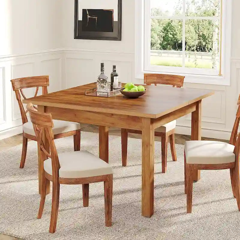Quadratischer Esstisch, 100 cm, für 2–4 Personen, mit Beinen aus Massivholz für Wohn- und Esszimmer