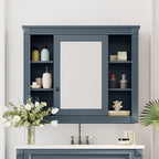 Meuble-lavabo moderne de salle de bains de 36 po avec vasque sur plan, armoire à miroir, 2 portes et 2 tiroirs