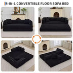 Sofá cama convertible 4 en 1, colchón de suelo plegable de pana sin armazón de 79 pulgadas con almohada, sofá biplaza sin montaje para apartamentos pequeños