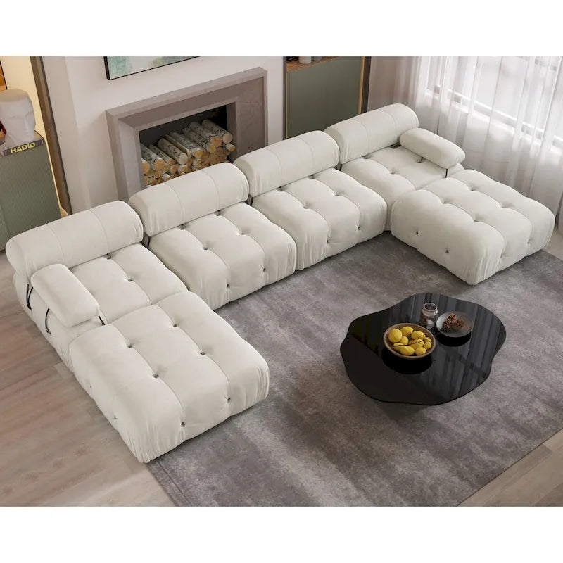 138' umbaubares modulares Ecksofa, U-förmige minimalistische Samtsofas