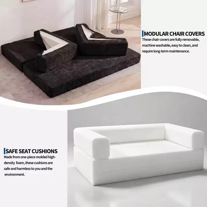 80.7 καναπές-κρεβάτι 5-σε-1 Convertible Sleeper - Κοτλέ, 1200 lbs, Χωρίς συναρμολόγηση
