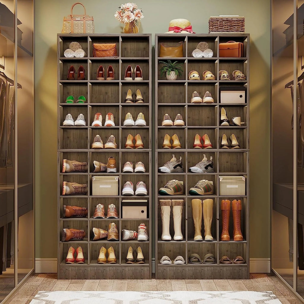 Meuble à chaussures haut pour 30 paires, étagère de rangement blanche en bois à 10 niveaux pour placard et entrée – 10 niveaux