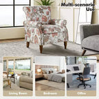 Araceli traditionele houten bloemenfauteuil met bekleding, hoge rugleuning en sierspijkerrand| ART OF LIVING DESIGNS