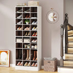 Meuble à chaussures haut pour 30 paires, étagère de rangement blanche en bois à 10 niveaux pour placard et entrée – 10 niveaux