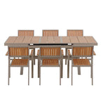 7-teiliges ausziehbares Esszimmer-Set mit ausziehbarem Tisch und 6 Armlehnstühlen