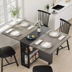Mesa de comedor plegable para cocina, mesa de comedor que ahorra espacio, mesa de cocina extensible con ala abatible y 6 ruedas para espacios pequeños