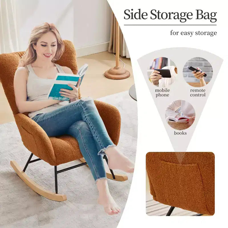 Mecedora para bebé, sillón balancín deslizante para lactancia para la sala de estar, cómodos sillones decorativos para dormitorio, sillones de interior tapizados en felpa tipo teddy
