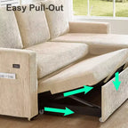 Sofá cama extraíble 2 en 1 Dyonery con chaise longue con almacenamiento, sofá seccional de pana C con puertos USB para sala de estar