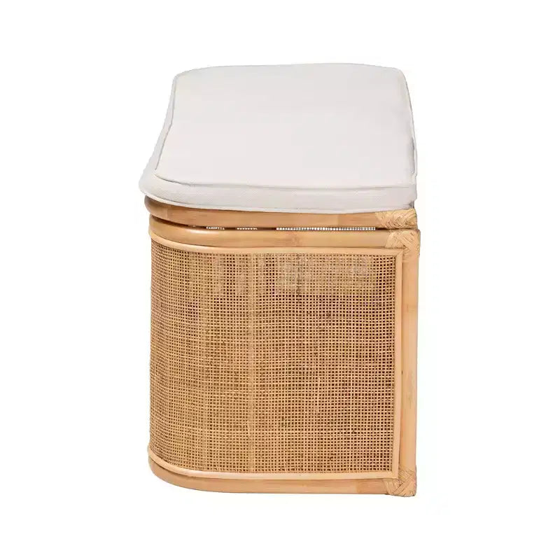 Panca contenitore in rattan naturale bali & pari Ishana, naturale/bianca: rivestimento in poliestere, struttura in compensato, non richiede assemblaggio