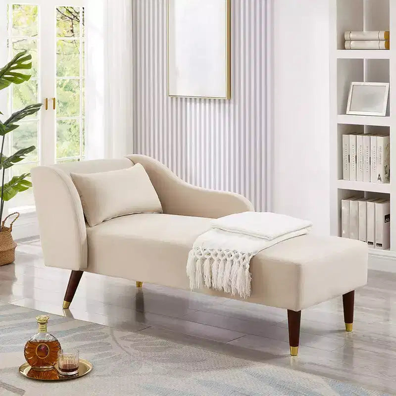 Sillón chaise longue moderno de terciopelo, tapizado, con reposabrazos curvo, sofá cama tipo chaise longue para dormitorio, oficina o sala de estar