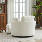 Sillón decorativo giratorio tapizado de 42.3W con 4 cojines y otomana de almacenamiento en forma de media luna