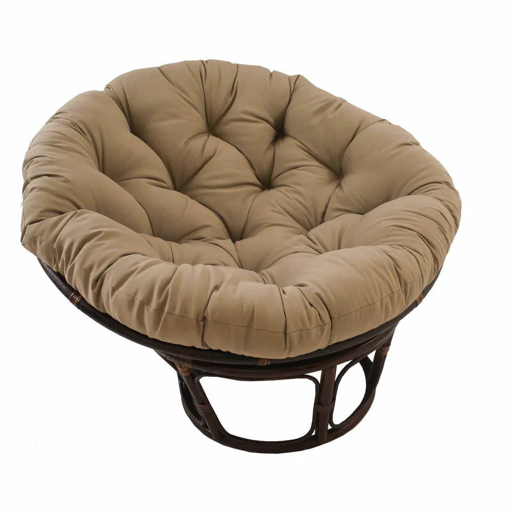 Poltrona Papasan Bali in rattan da 42 pollici con cuscino in twill