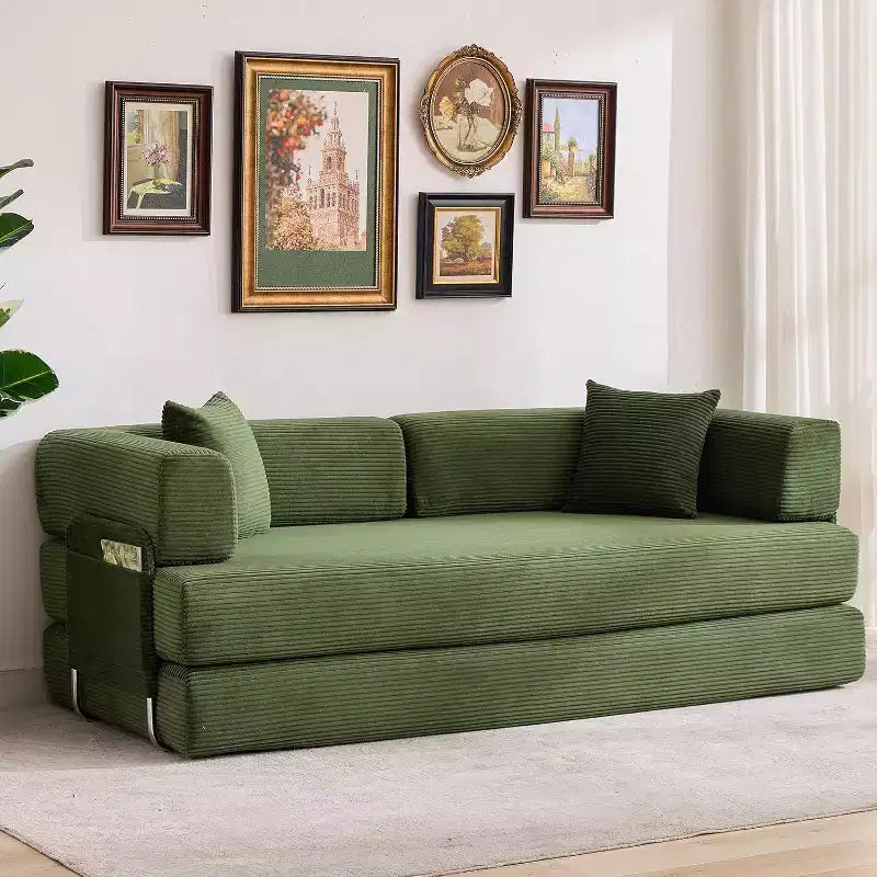 5-in-1-Schlafsofa, 78,8 Zoll, modulares Corduroy-Schlafsofa mit stabilem Rahmen, vielseitiger Futon für kleine Räume, Wohnzimmer und Gästezimmer