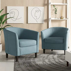 2er-Set moderne Leinen-Sessel im Fassdesign, Clubsessel