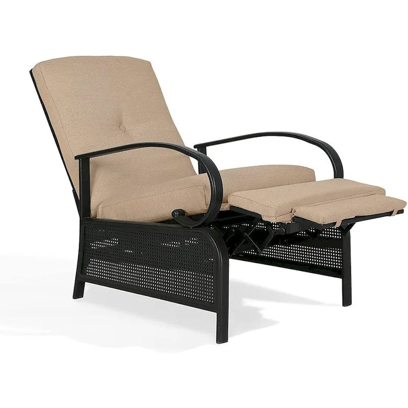 Verstellbarer Relaxsessel für die Terrasse, Lounge-Sofa mit Kissen - 38 (T) x 26.5 (B) x 38.5 (H) ZOLL