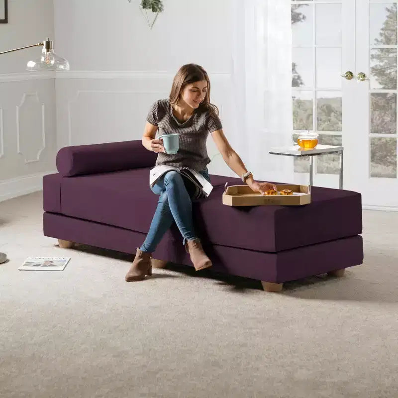 Päivävuode / ulosvedettävä queen-size-vuodesohva – mikrosametti