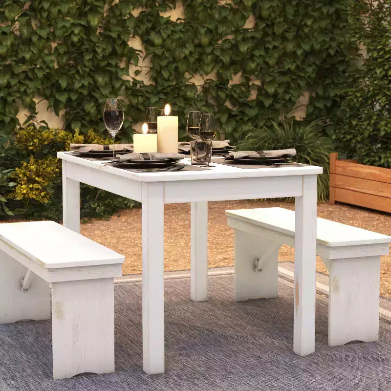 Mesa de comedor rústica Flash Furniture de pino macizo, rectangular, de 46 x 30