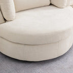 Sillón decorativo giratorio tapizado de 42.3W con 4 cojines y otomana de almacenamiento en forma de media luna