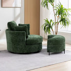 Sillón decorativo giratorio tapizado de 42.3W con 4 cojines y otomana de almacenamiento en forma de media luna
