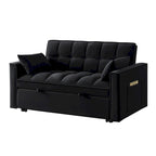 Divano letto loveseat 4 in 1 con braccioli e tasche portaoggetti, divano letto estraibile trapuntato multifunzione con schienale regolabile