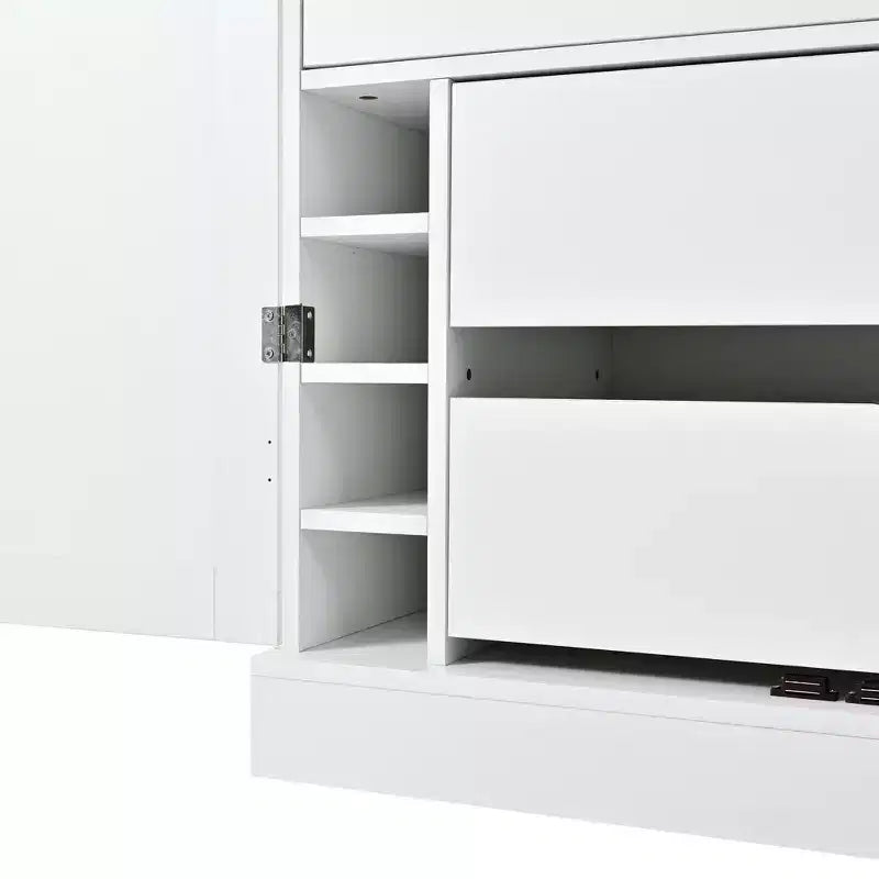 Despensa de cocina independiente de 77 pulgadas de alto, armario de almacenamiento estilo granja con estantes ajustables, estantes en las puertas, cajones y botelleros - ModernLuxe